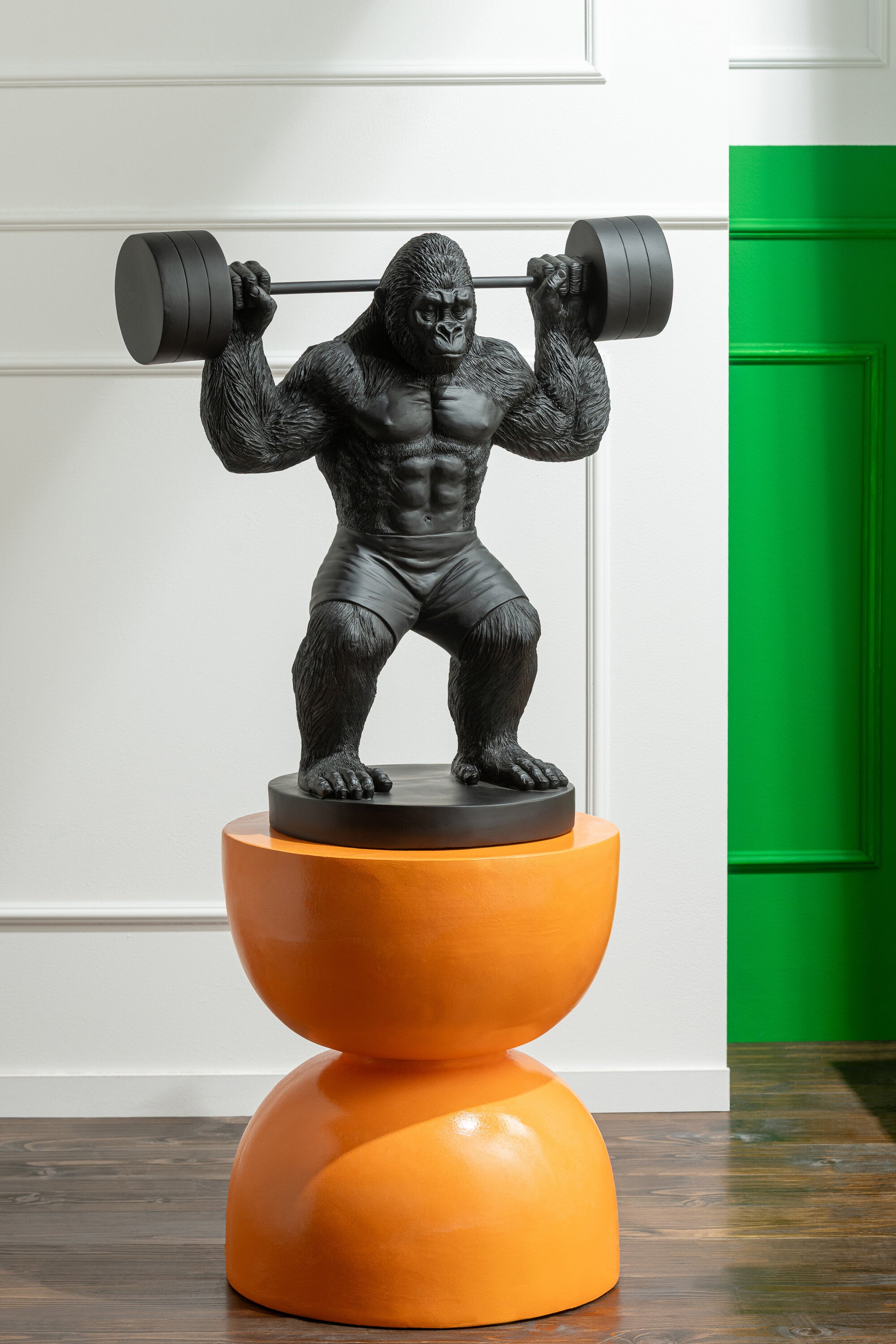 Gorilla Figurine Black Bodybuilder Decor 62cm