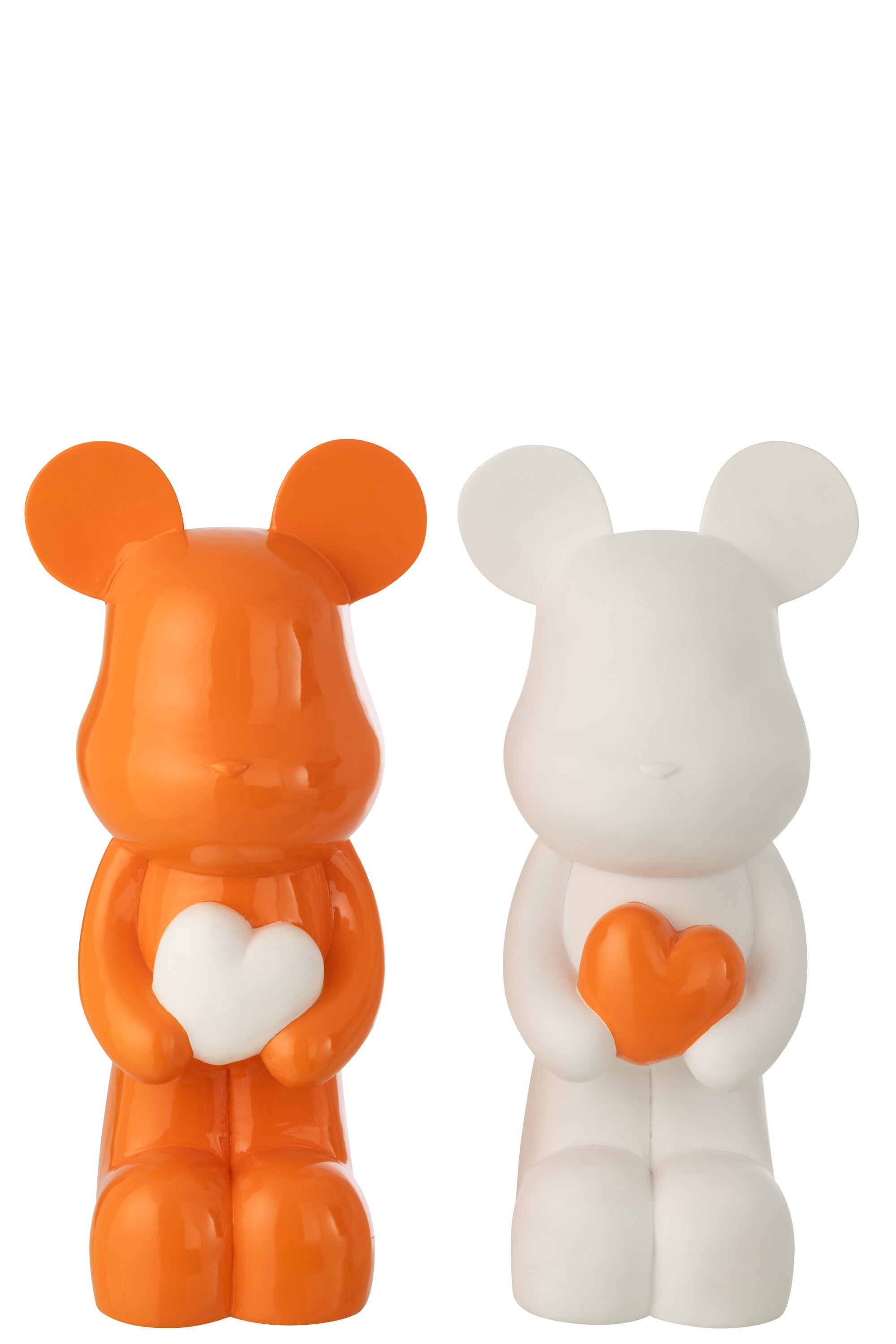Deko Bär Herz Amora Duo weiss orange 2er Set Höhe 60cm