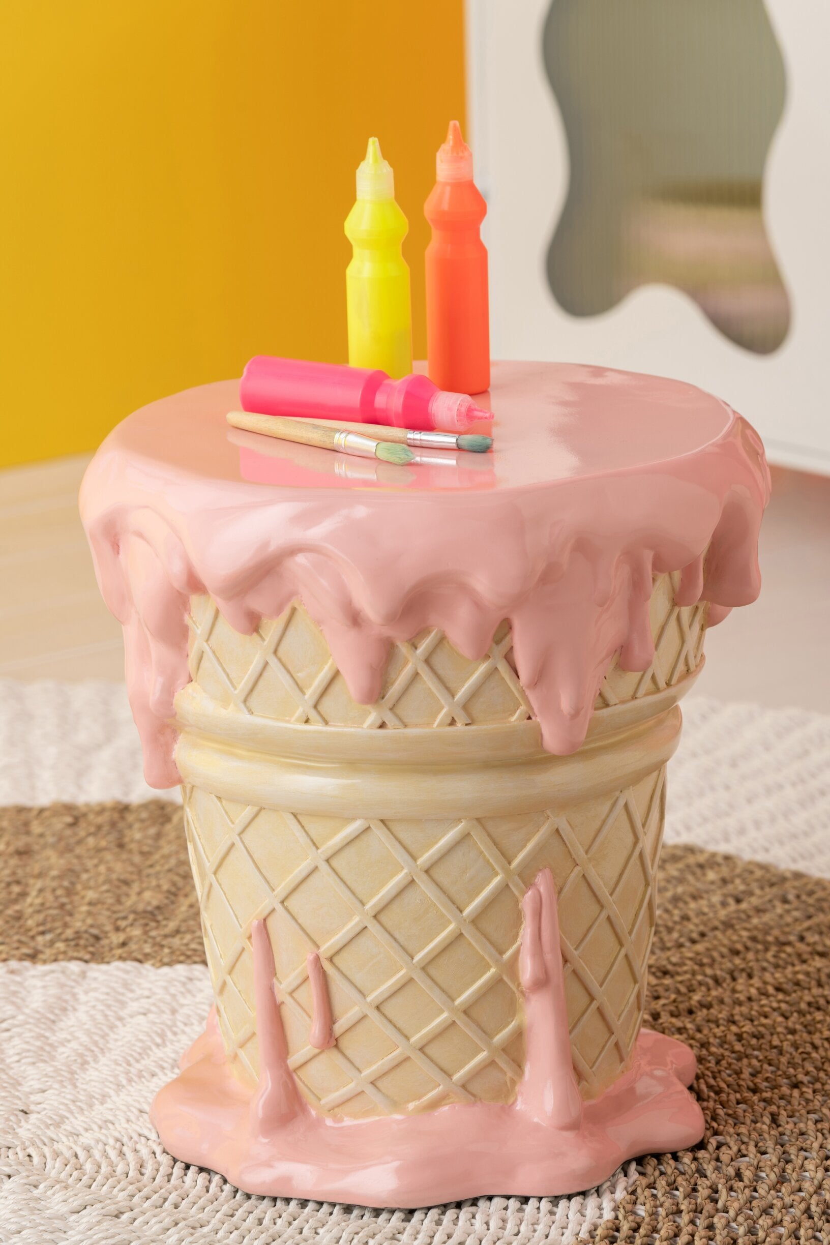 Beistelltisch Sorbet Eiscreme Design Rosa Beige