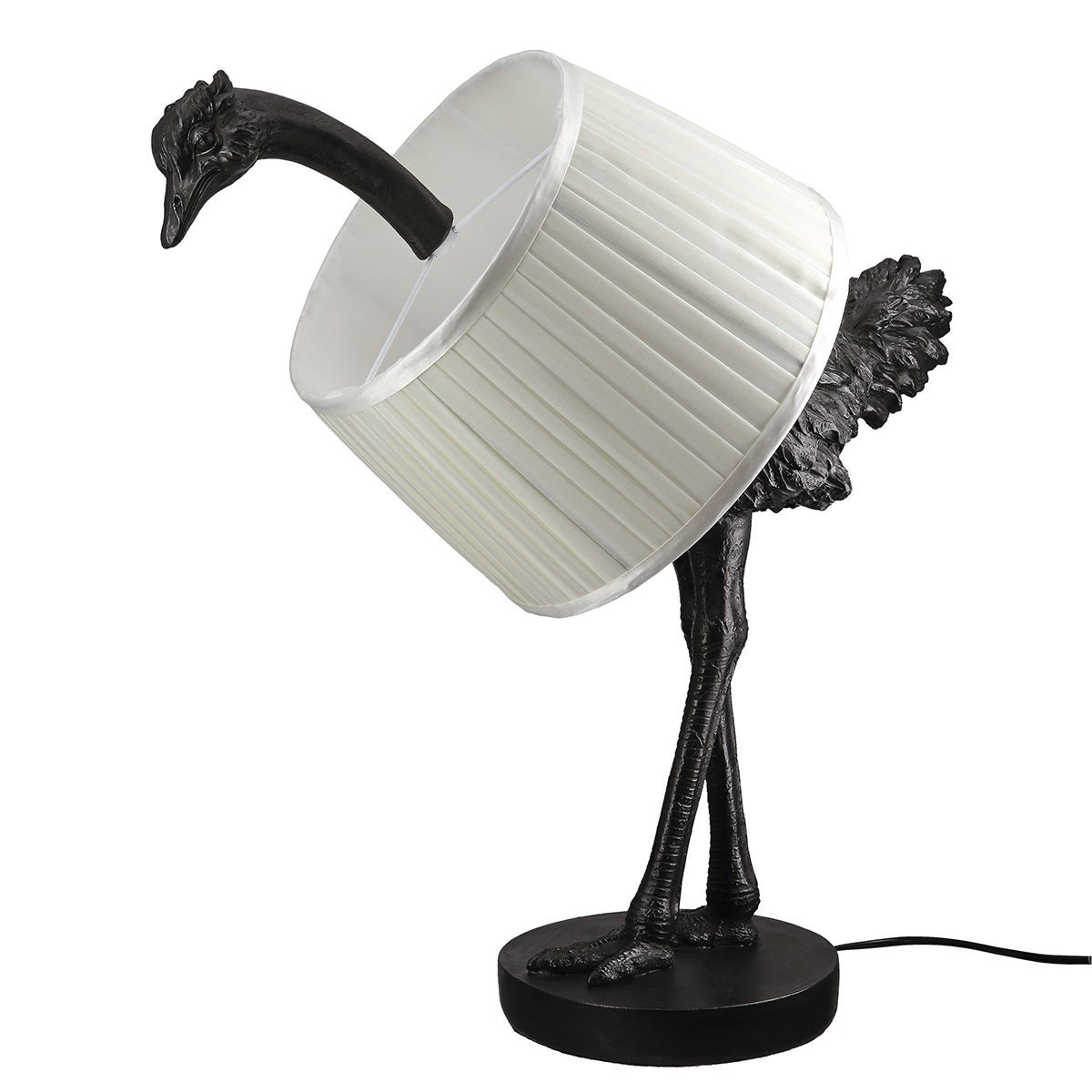 Ostrich Glow Tischleuchte Strauß Designlampe mit Stoffschirm