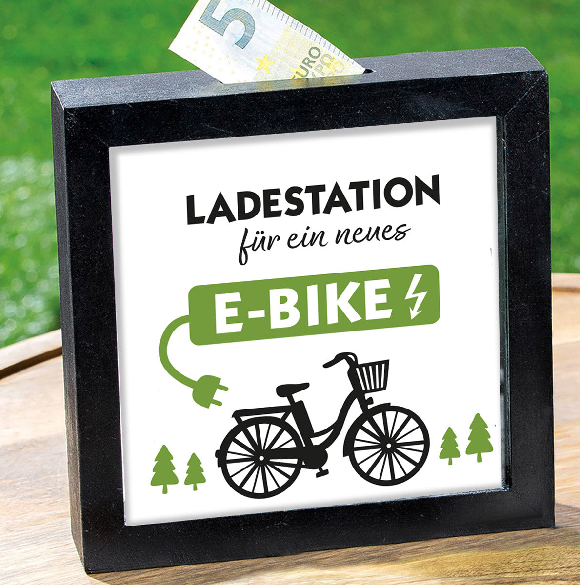 Fahrradliebe Spardose Ladestation für E-Bike schwarz 17cm