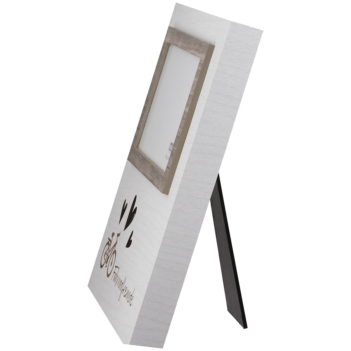 Fahrradliebe Fotorahmen LED Fahrradfreunde Weiß Braun 25cm