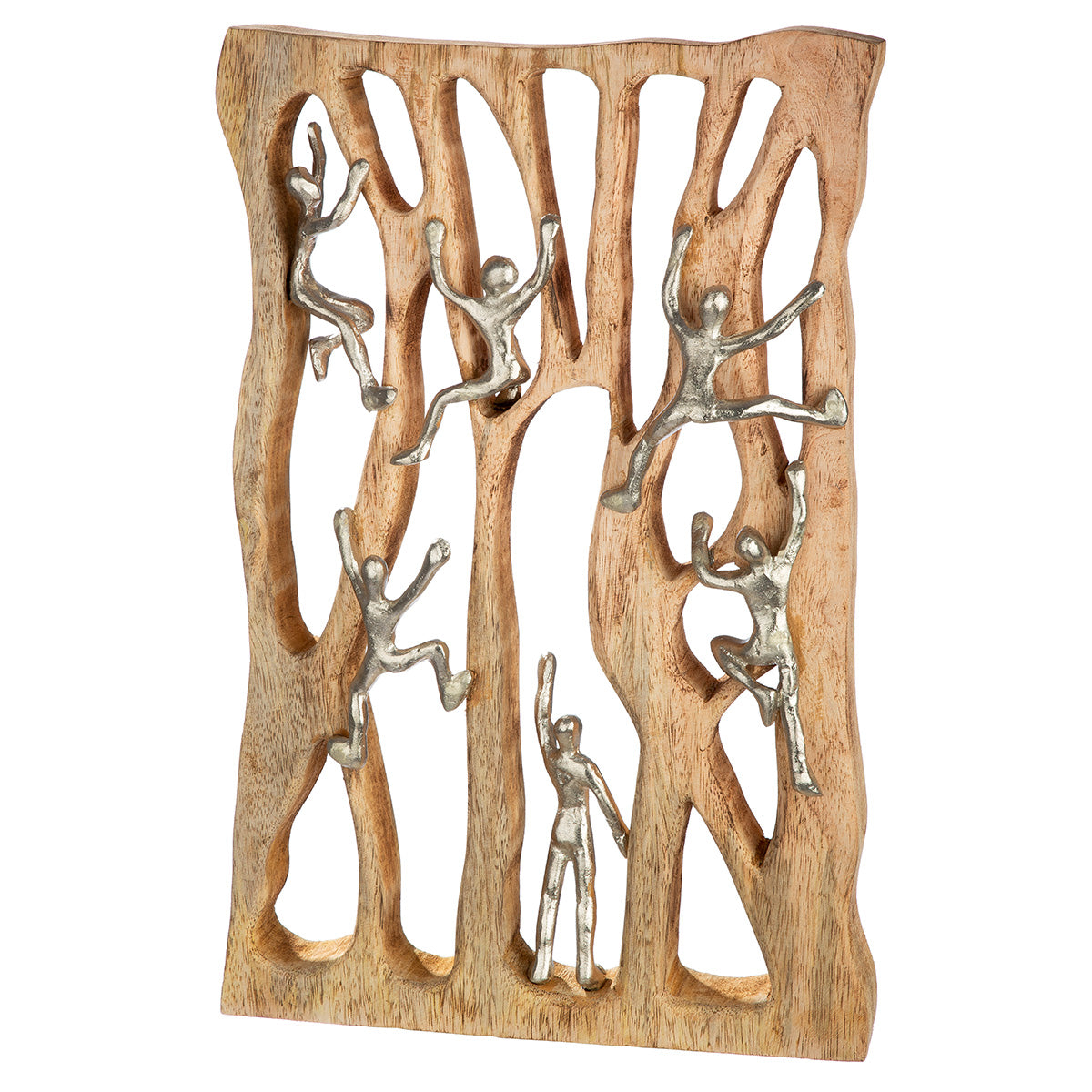 Wanddeko Climbing Wall Mangoholz Silberfiguren
