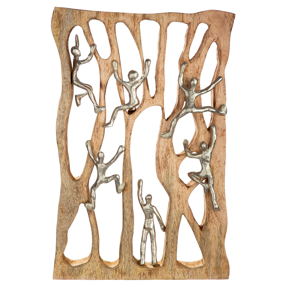 Wanddeko Climbing Wall Mangoholz Silberfiguren