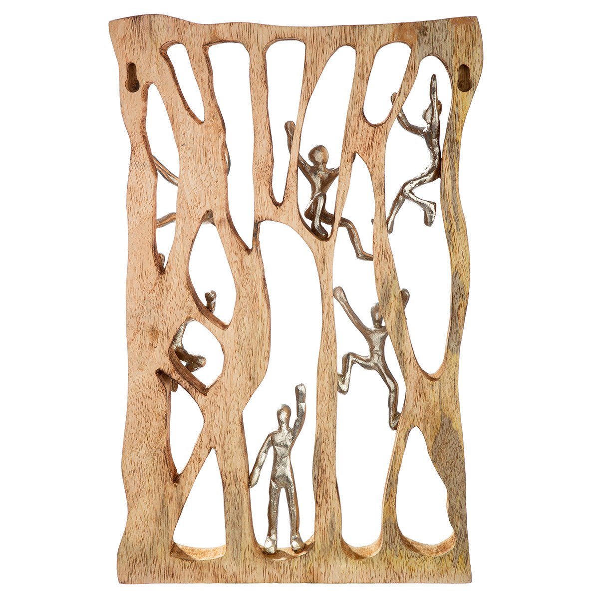 Wanddeko Climbing Wall Mangoholz Silberfiguren