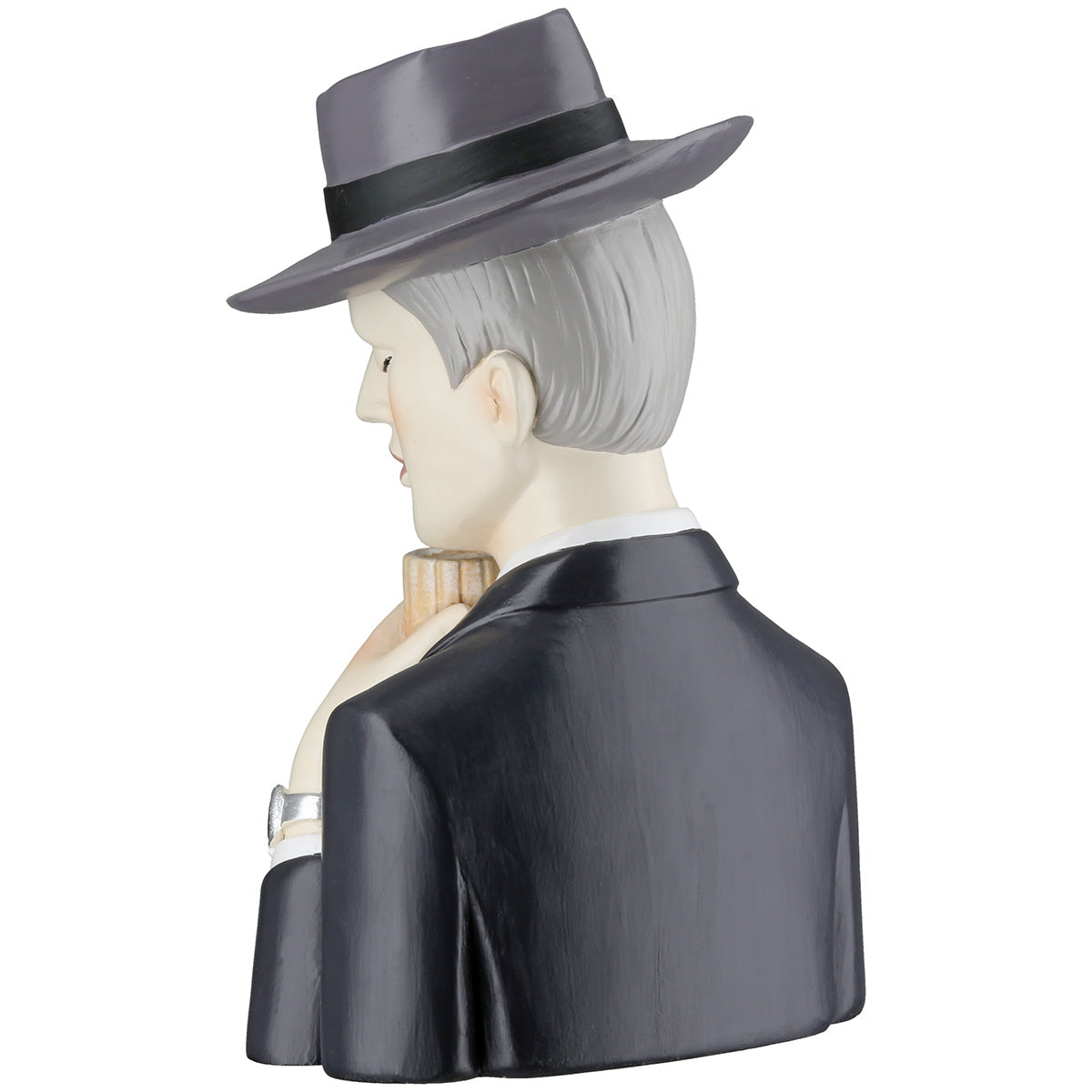 Dekofigur Gentleman mit Whiskyglas Handbemalt Schwarz Grau 19cm