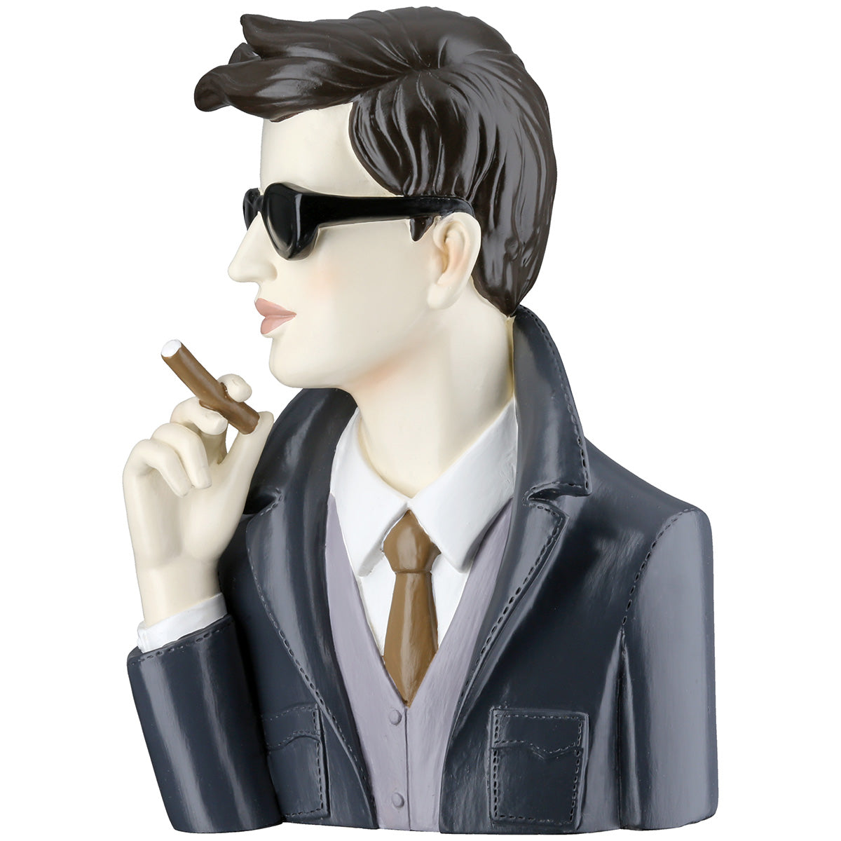Dekofigur Gentleman Mit Zigarre Handbemalt Schwarz Grau 19cm