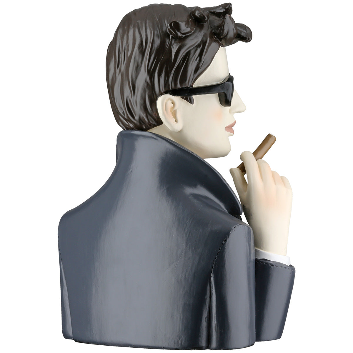 Dekofigur Gentleman Mit Zigarre Handbemalt Schwarz Grau 19cm