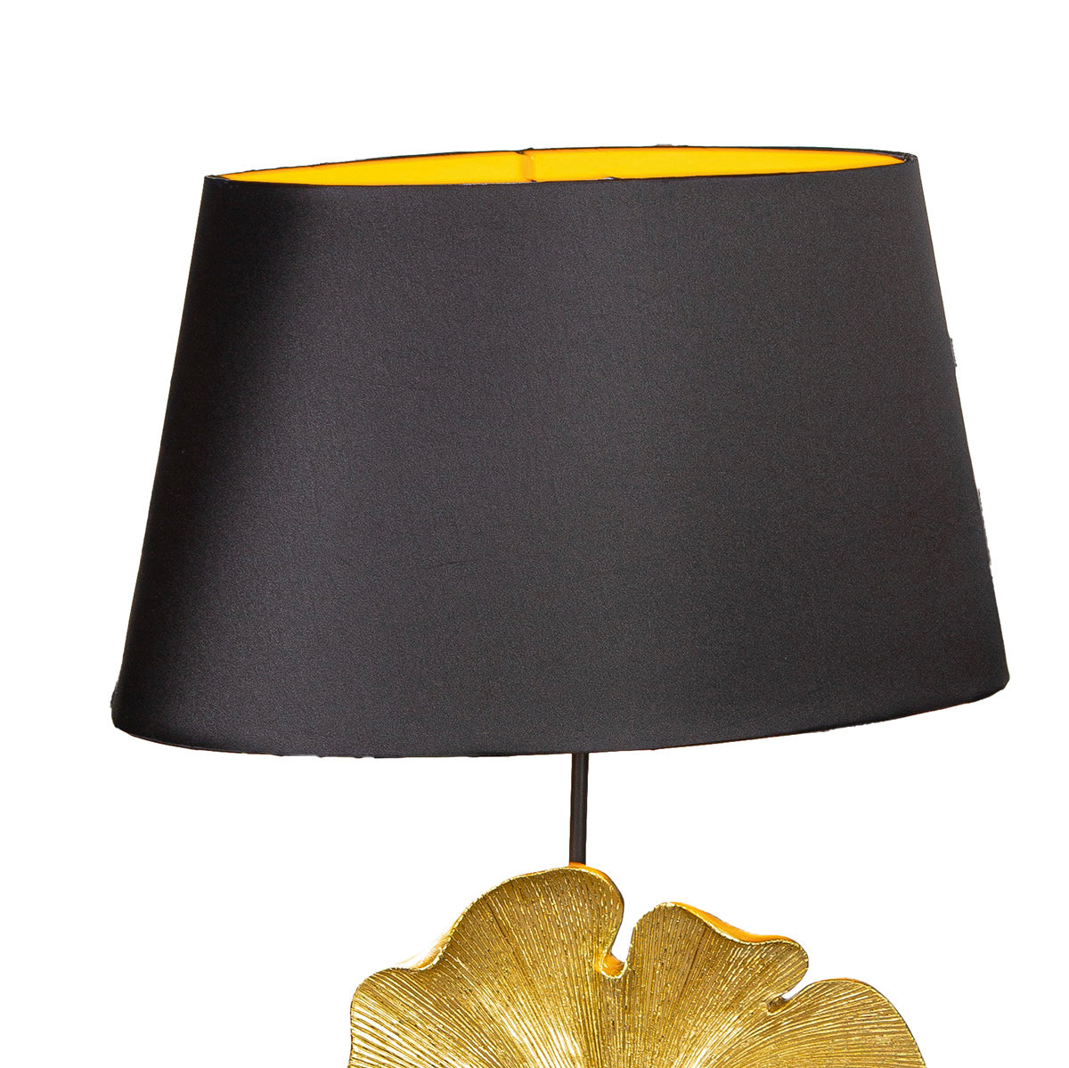 Ginkgo Glow Stehleuchte Schwarz Gold mit Ginkgoblättern 132cm