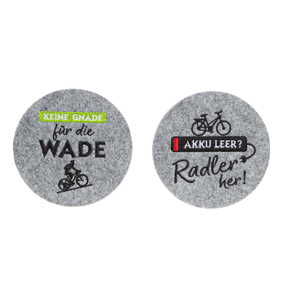 Fahrradliebe Untersetzer 6er Set Rund Filz Sprüche Hellgrau 10cm