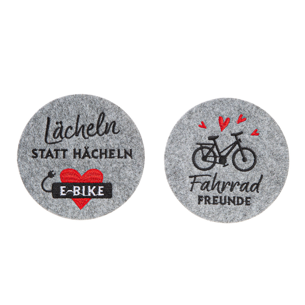 Fahrradliebe Untersetzer 6er Set Rund Filz Sprüche Hellgrau 10cm