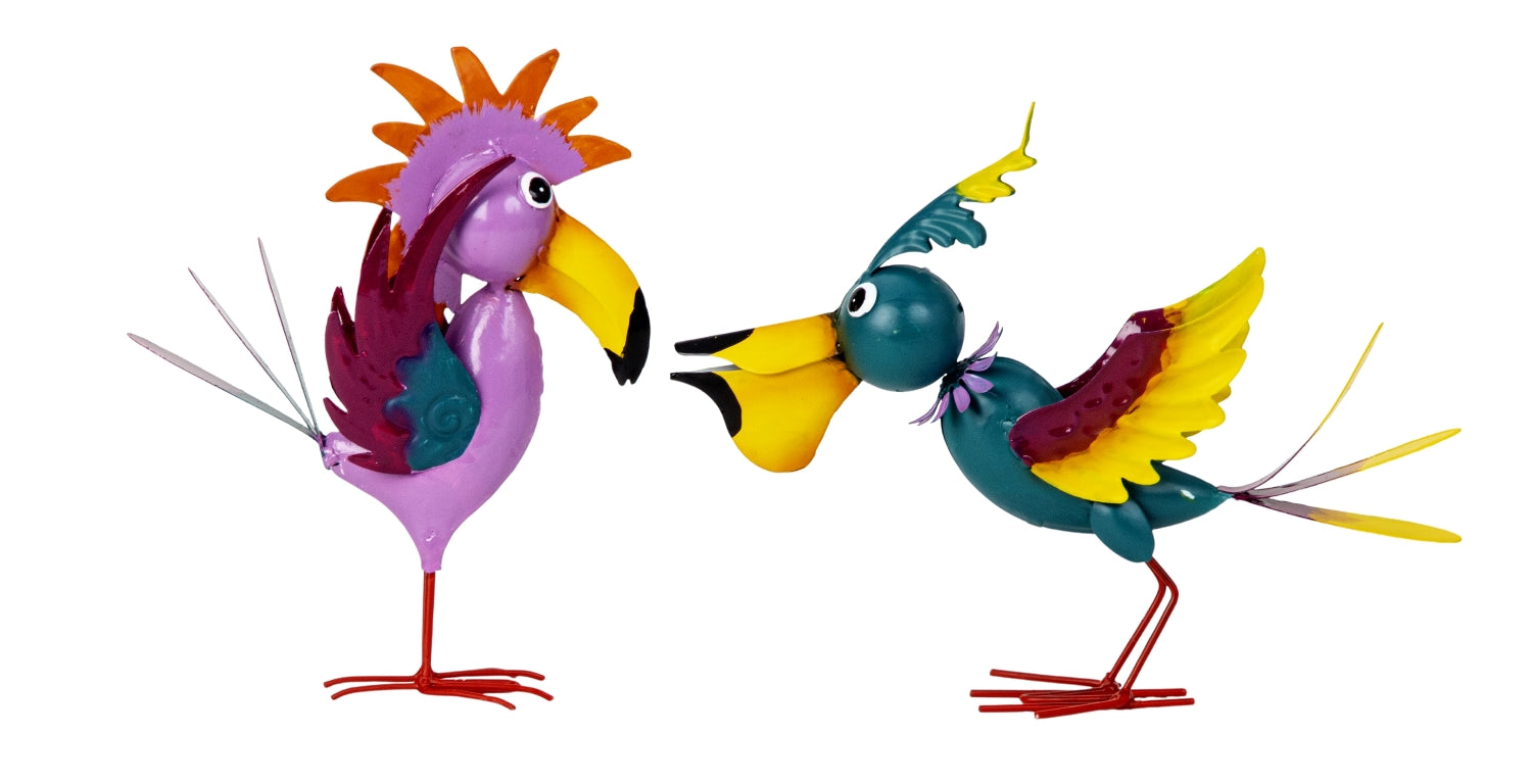 Dekofiguren Avia Color Duo Metall Vögel 2er Set bunt 20 cm