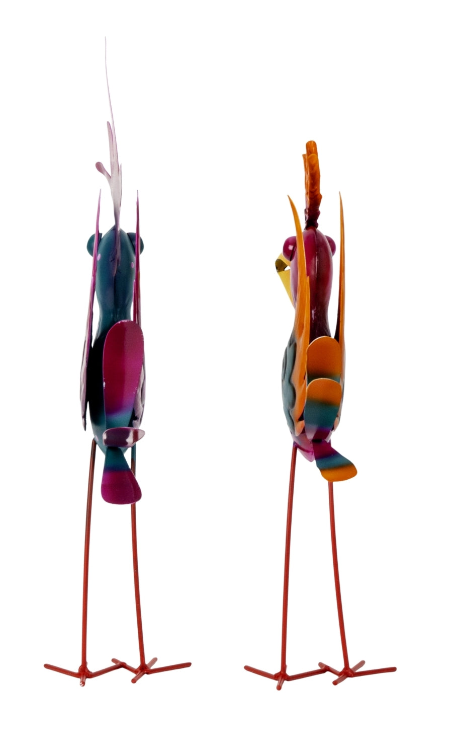 Gartendeko Figuren Metall Vögel bunt 2er Set Lireno