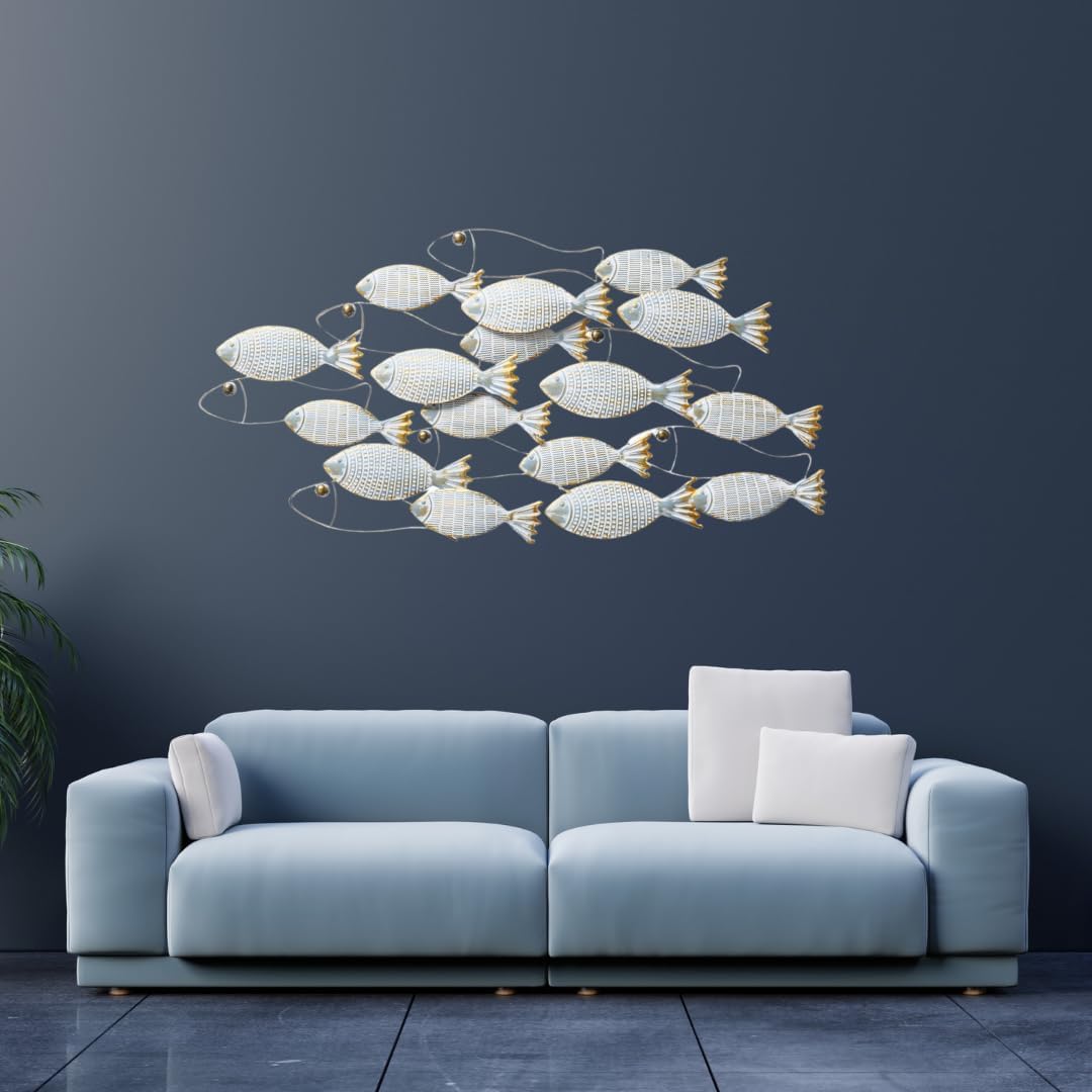 Wall object Pesce 2 - Maritime school of fish made of painted iron