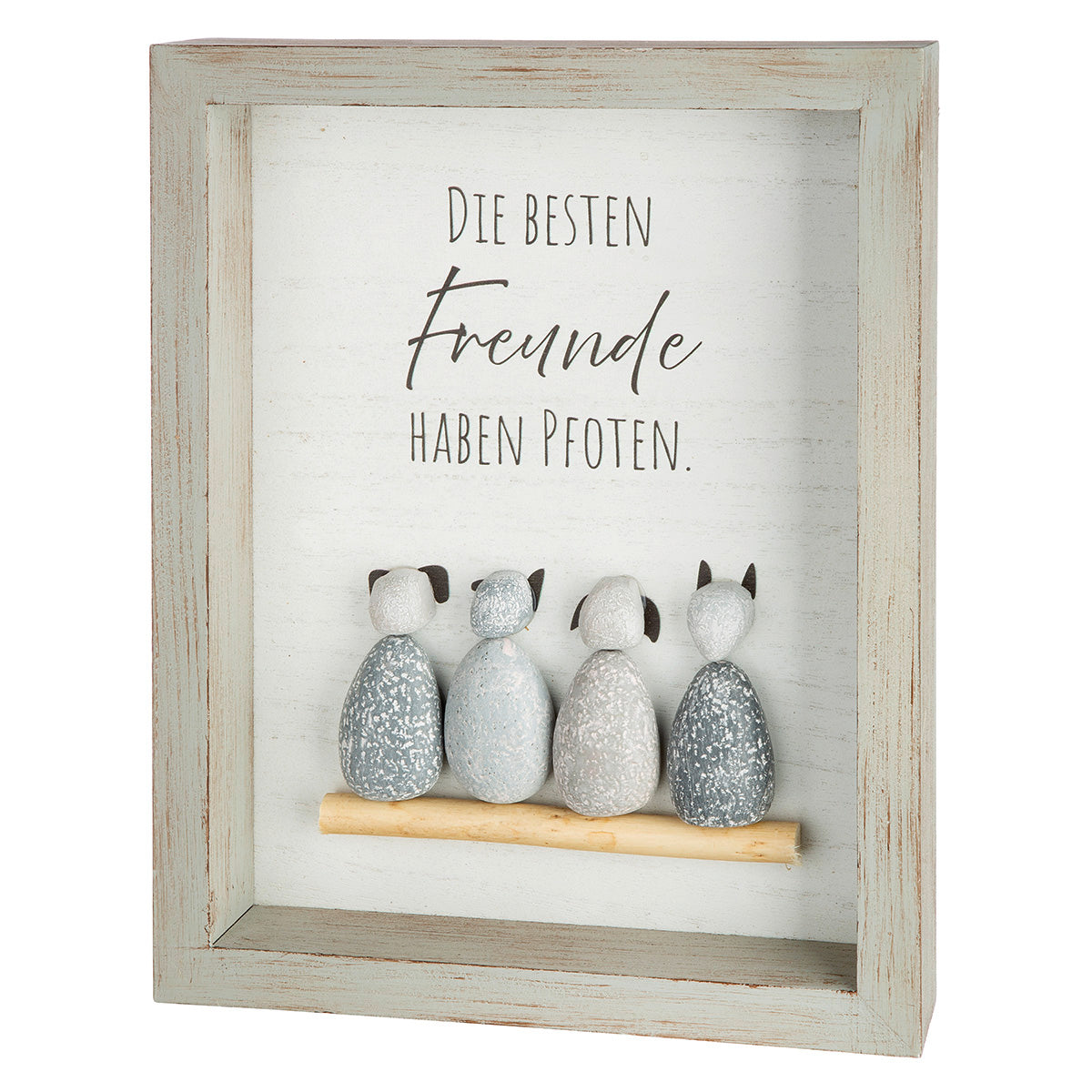 Steinbild Pfotenliebe grau im 2er set rechteckig Wanddeko
