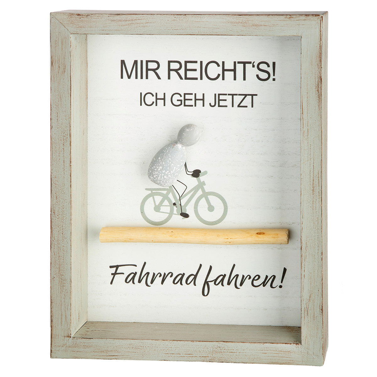 Fahrradliebe Steinbild Set Wandbild Fahrrad Spruch Grau Weiß 25cm