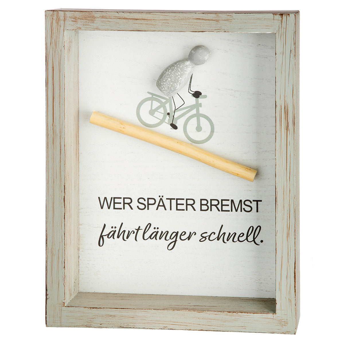 Fahrradliebe Steinbild Set Wandbild Fahrrad Spruch Grau Weiß 25cm