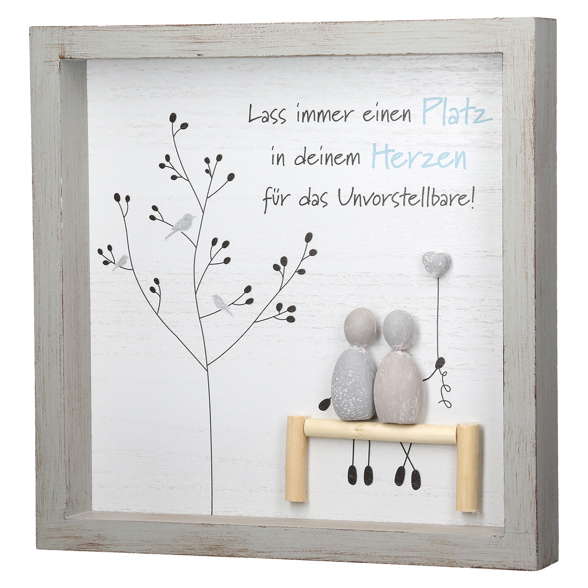 Steinherz Harmonie Steinbild Set 2er Quadratisch Deko Bild Grau