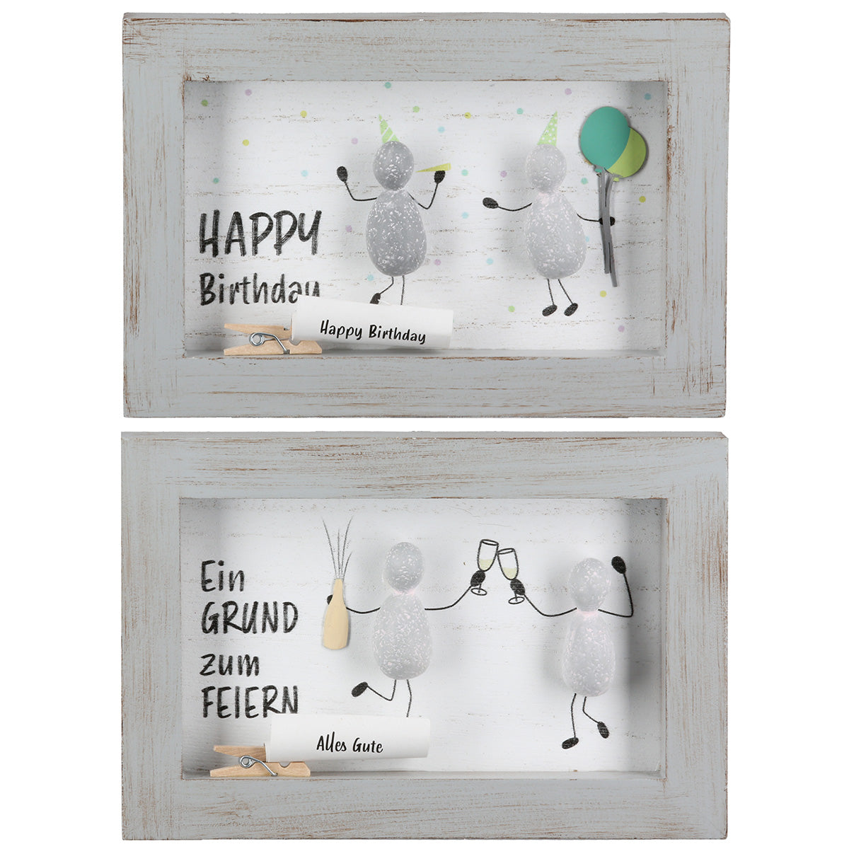 Steinbild Lots of Love 2er Set Geburtstagsdeko Wandbild mit Spruch