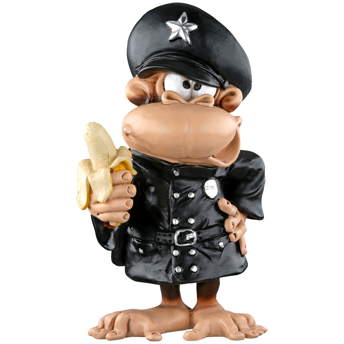 Officer Banana Affenfigur Polizist mit Banane Deko Schwarz Braun