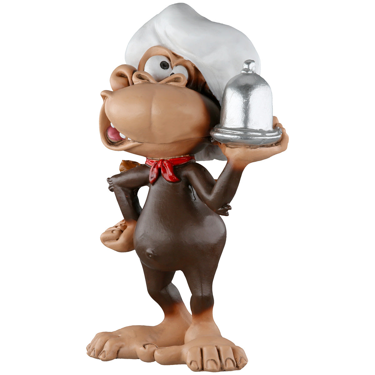 Chef Monkey Affenfigur Koch mit Kochmütze Deko Braun Weiß 12cm