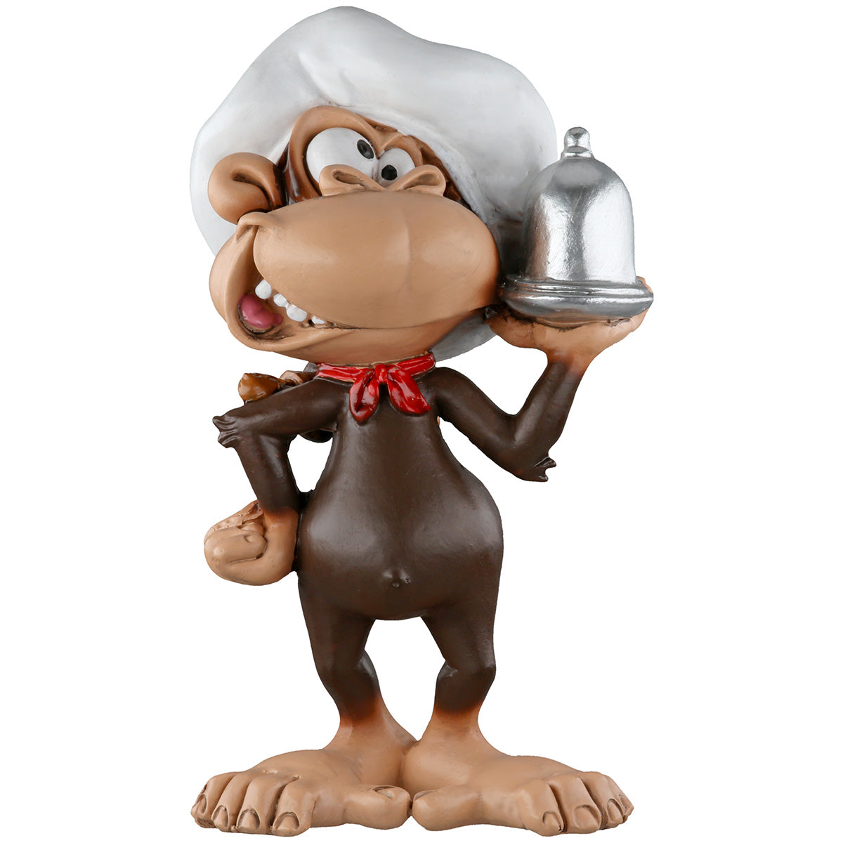Chef Monkey Affenfigur Koch mit Kochmütze Deko Braun Weiß 12cm