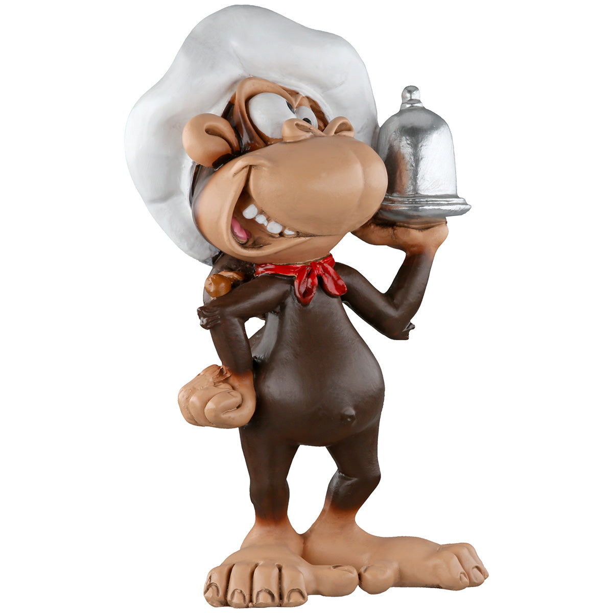 Chef Monkey Affenfigur Koch mit Kochmütze Deko Braun Weiß 12cm