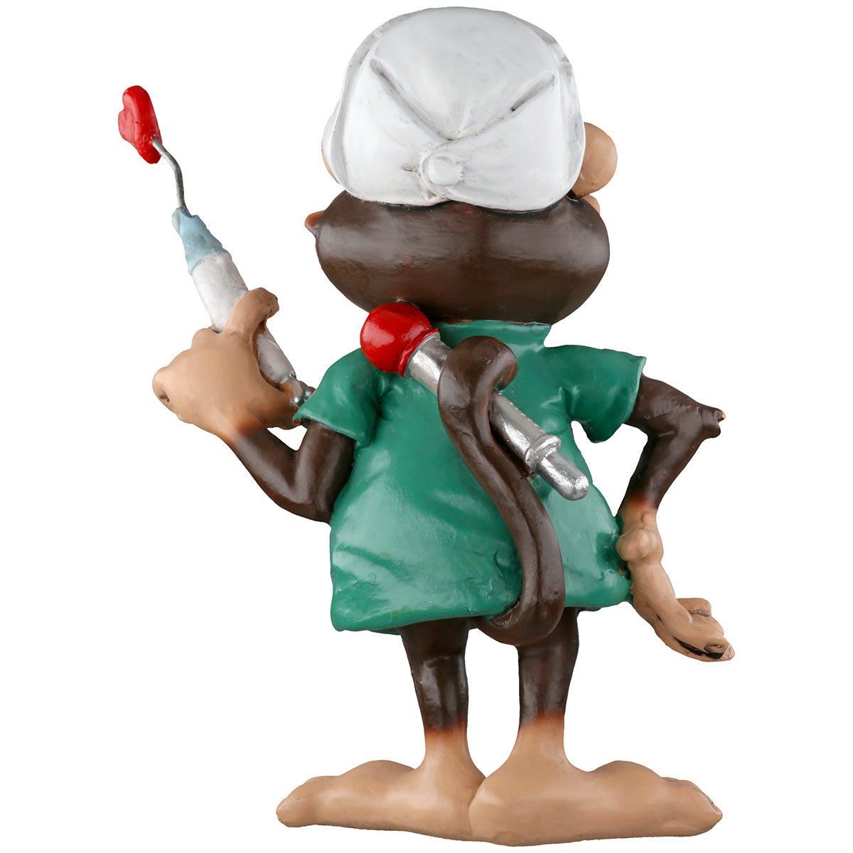Krankenpfleger Affen Figur, 12 cm, Kunstharz, Grün-Braun mit Spritze