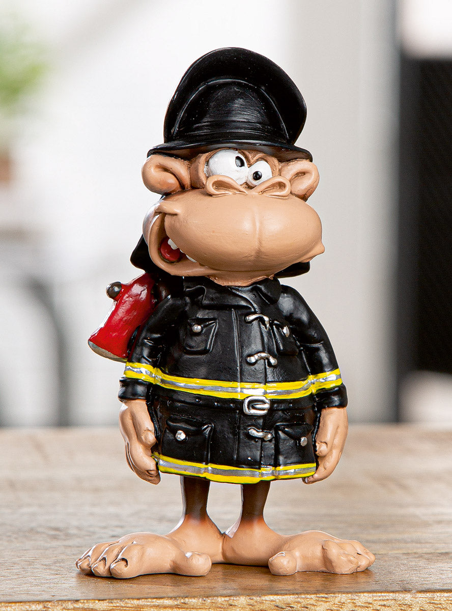 Firefighter Monkey Affenfigur Feuerwehrmann mit Axt Deko 13cm