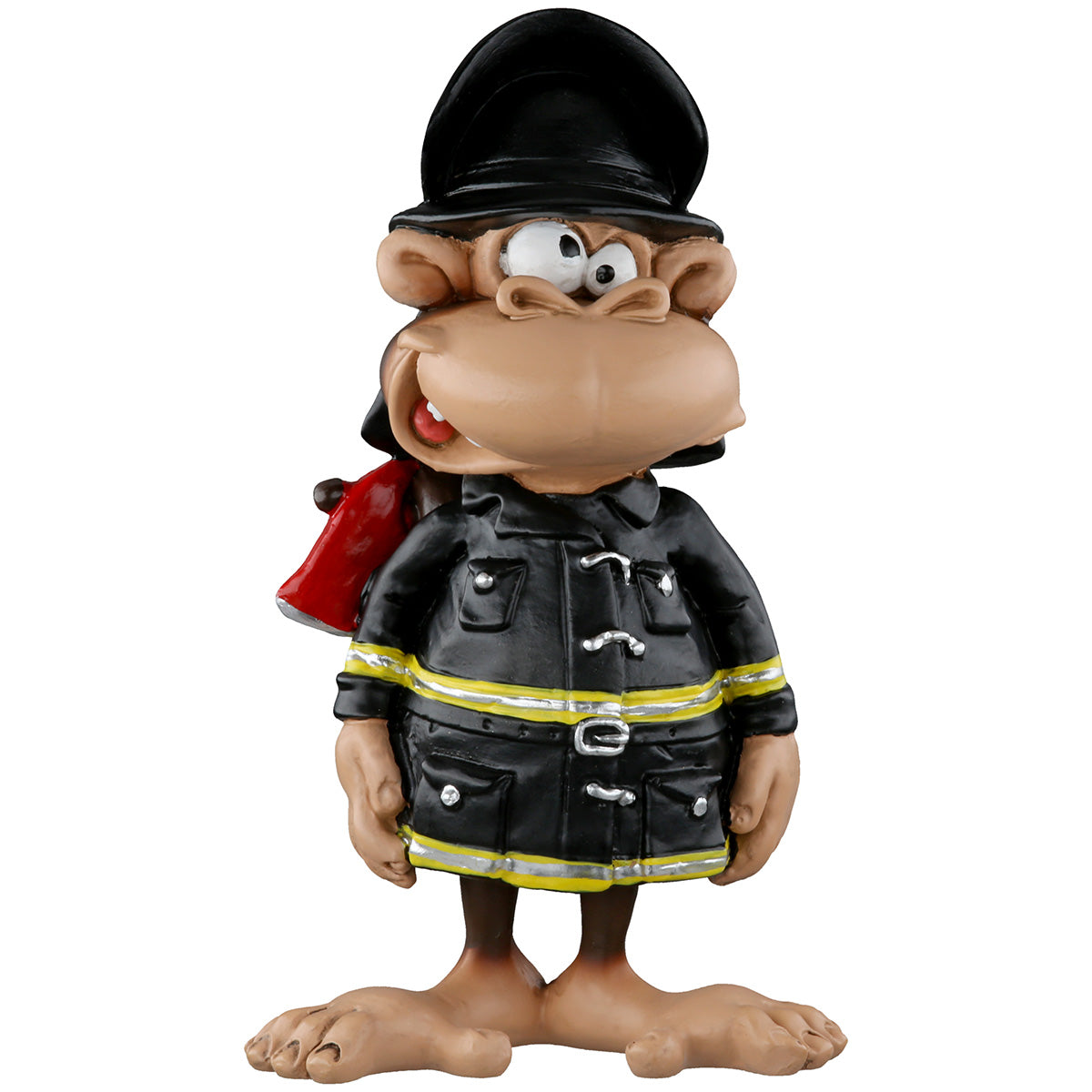 Firefighter Monkey Affenfigur Feuerwehrmann mit Axt Deko 13cm