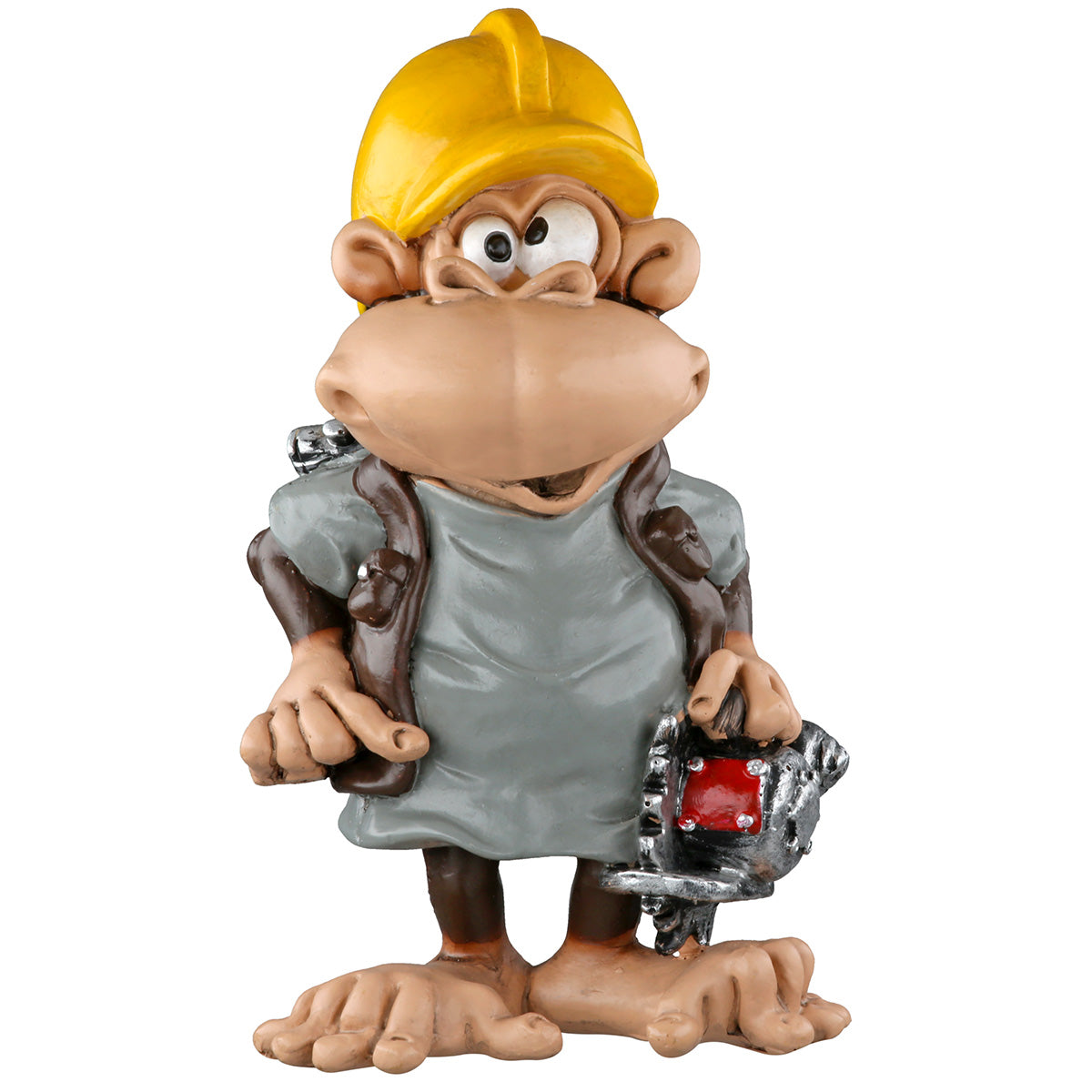 Builder Monkey Affenfigur Bauarbeiter mit Kreissäge Deko 12,5cm