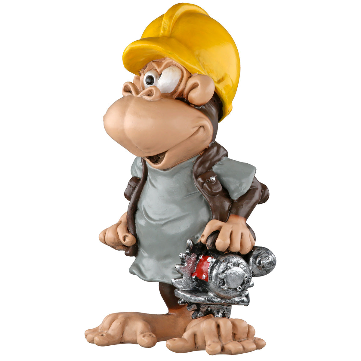 Builder Monkey Affenfigur Bauarbeiter mit Kreissäge Deko 12,5cm