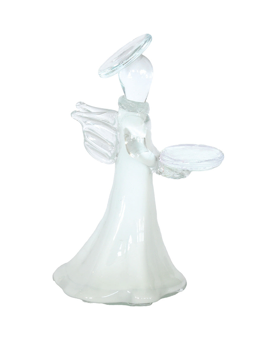 Teelichtleuchter Leni Glas weiß 25cm