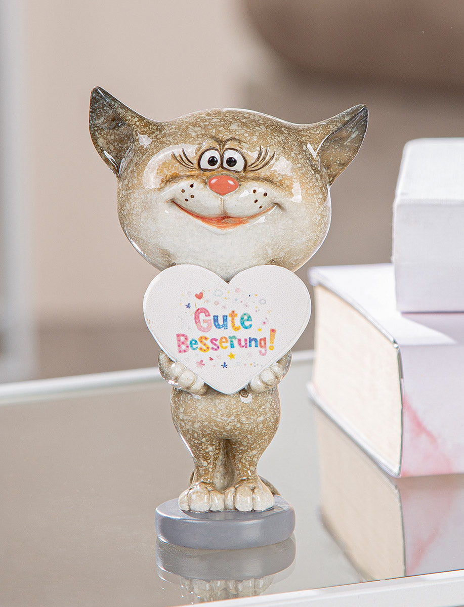 Genesungskatze Minka Dekofigur Gute Besserung Geschenkbox