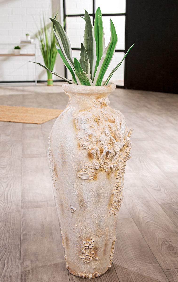Seyluna Amphora Vase maritimer Stil Kunstharz Antikfinish 80 cm
