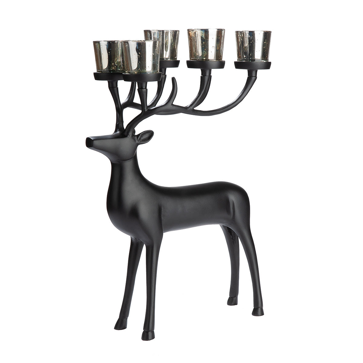 Windlicht Hirsch Nocturo Schwarz Aluminium