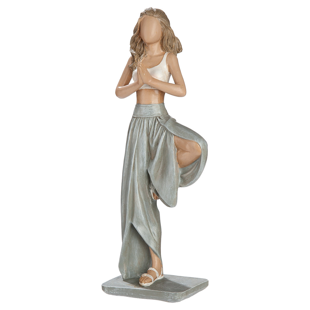 Hannah Yoga Dekofigur Frau Baum Pose Hellgrau Weiß 25 cm