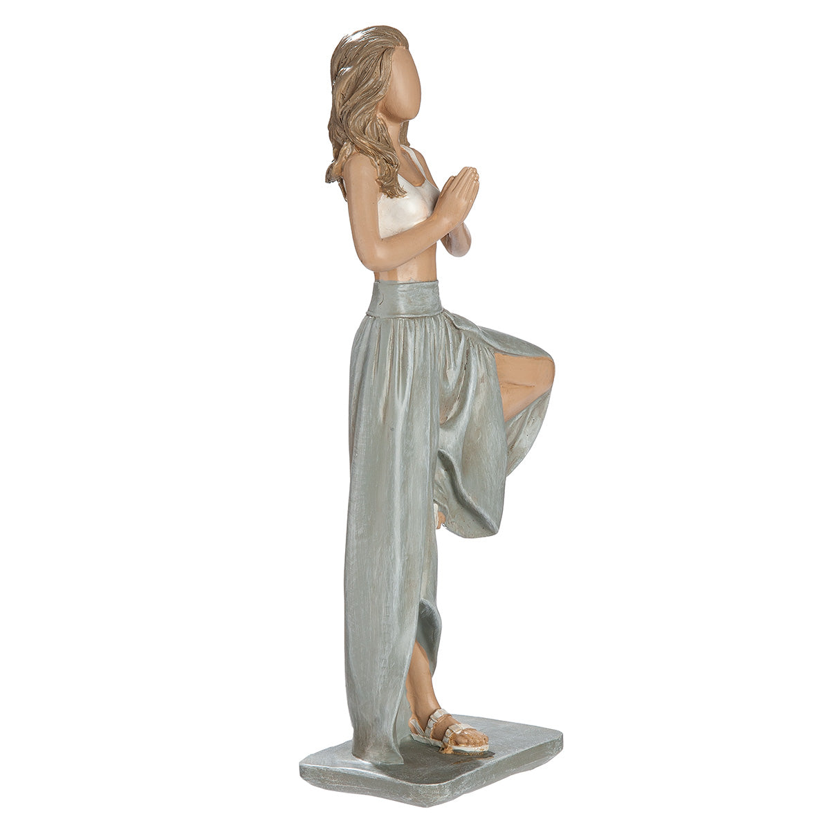 Hannah Yoga Dekofigur Frau Baum Pose Hellgrau Weiß 25 cm