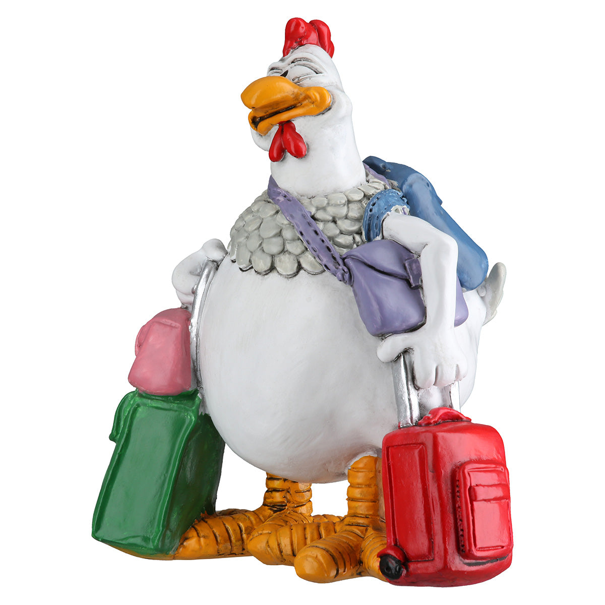 Dekofigur Reisehuhn Travello humorvolle Tierfigur mit Koffern