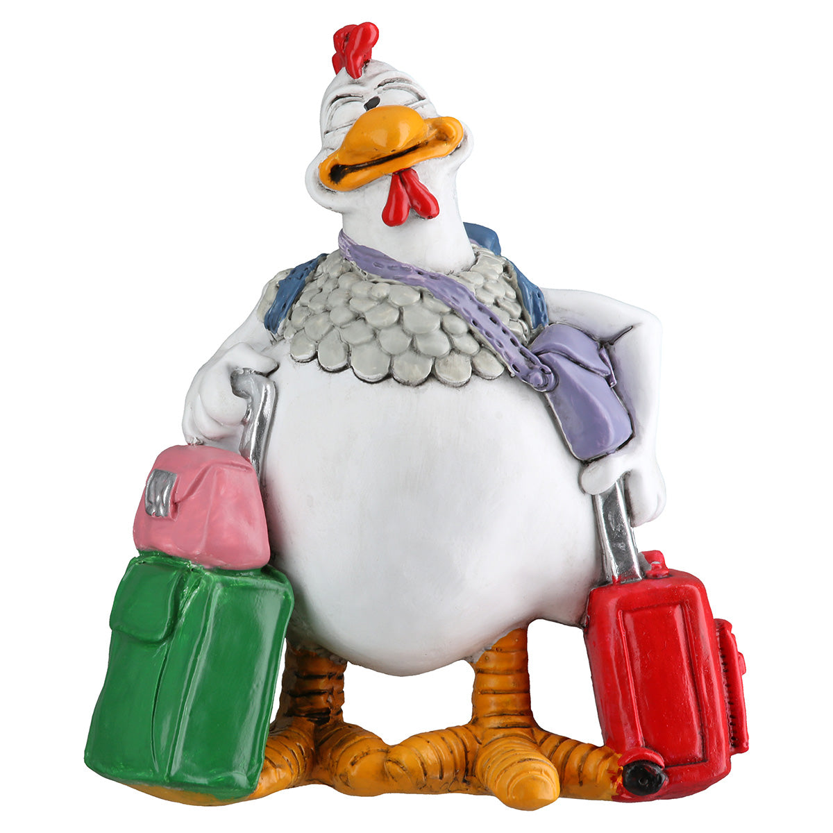 Dekofigur Reisehuhn Travello humorvolle Tierfigur mit Koffern