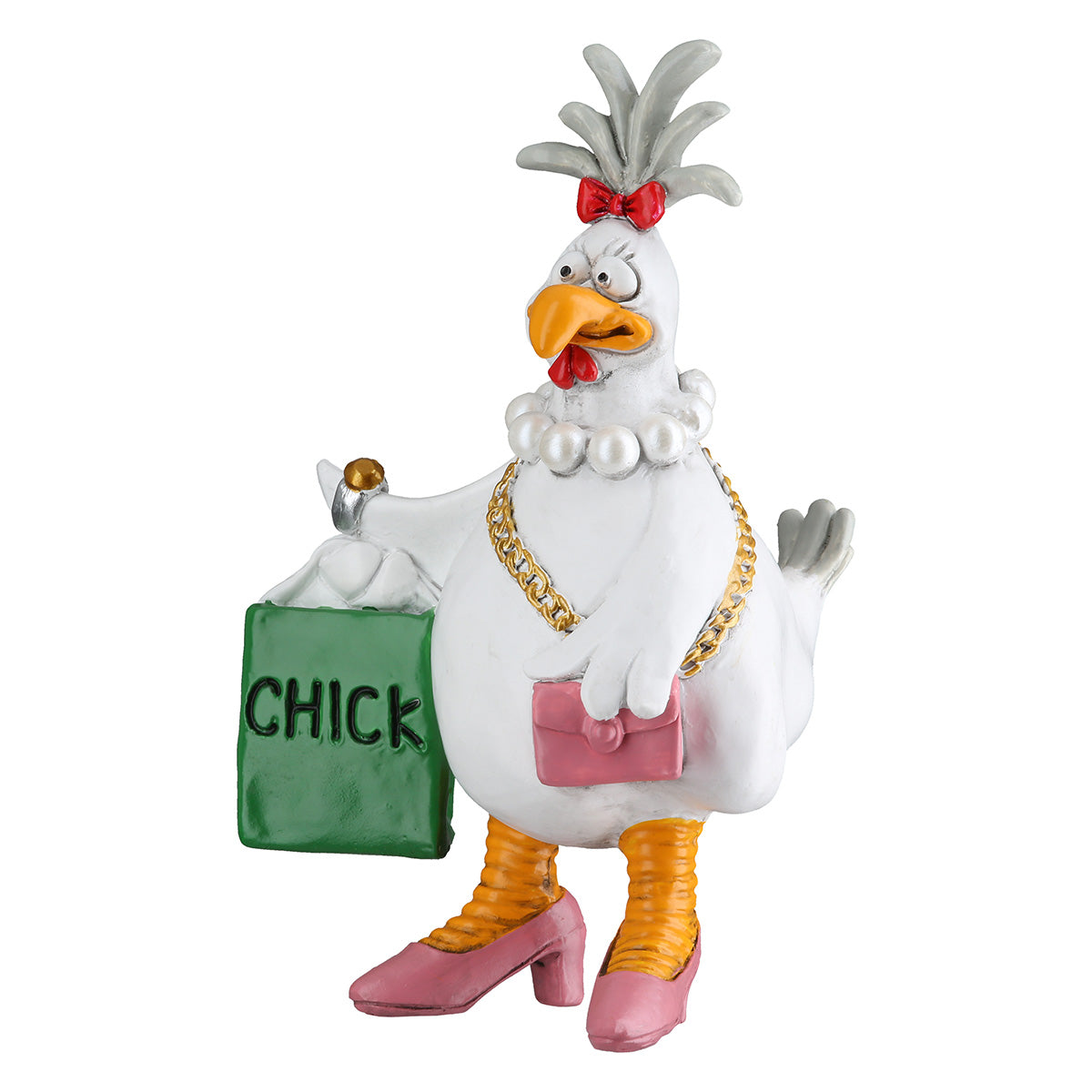 Dekofigur Madame Chicka Shopping Queen Huhn