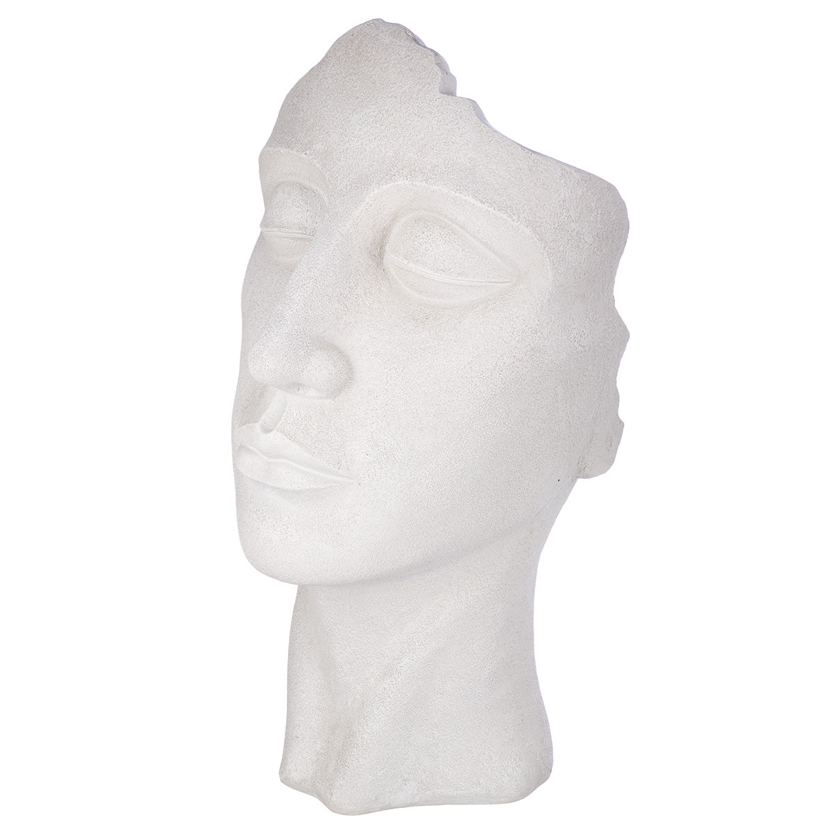 Faccia Pflanzgefäß Kopf Skulptur Creme