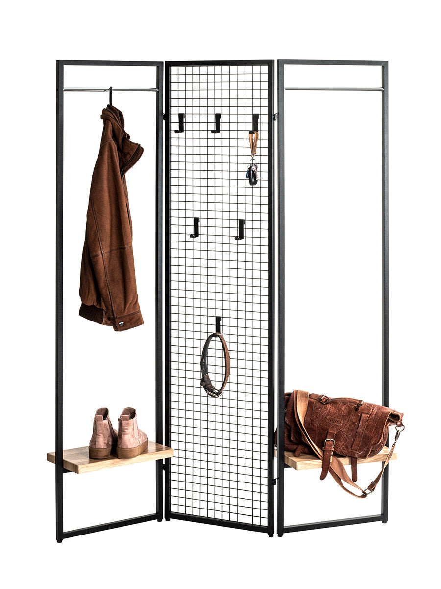 Paravent Loft Schwarz Metall Mit Haken