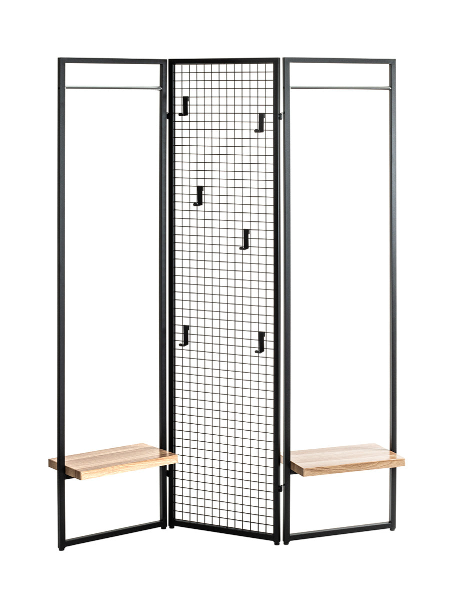 Paravent Loft Schwarz Metall Mit Haken