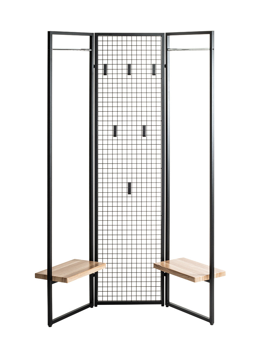 Paravent Loft Schwarz Metall Mit Haken