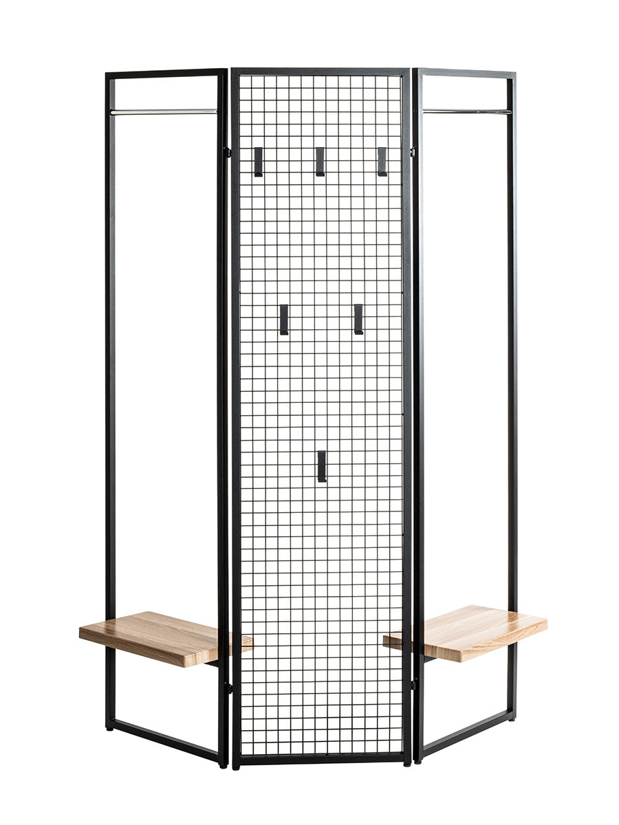 Paravent Loft Schwarz Metall Mit Haken