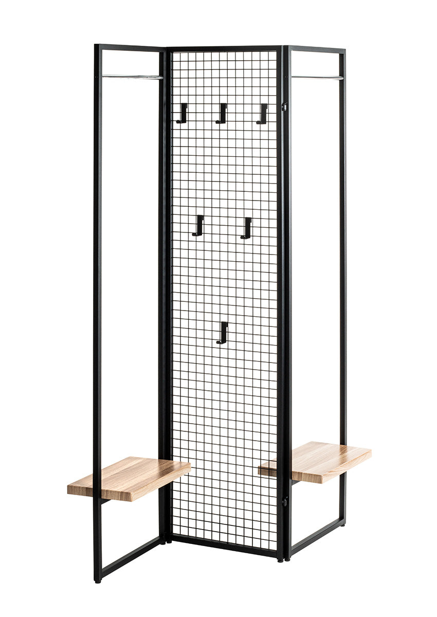 Paravent Loft Schwarz Metall Mit Haken