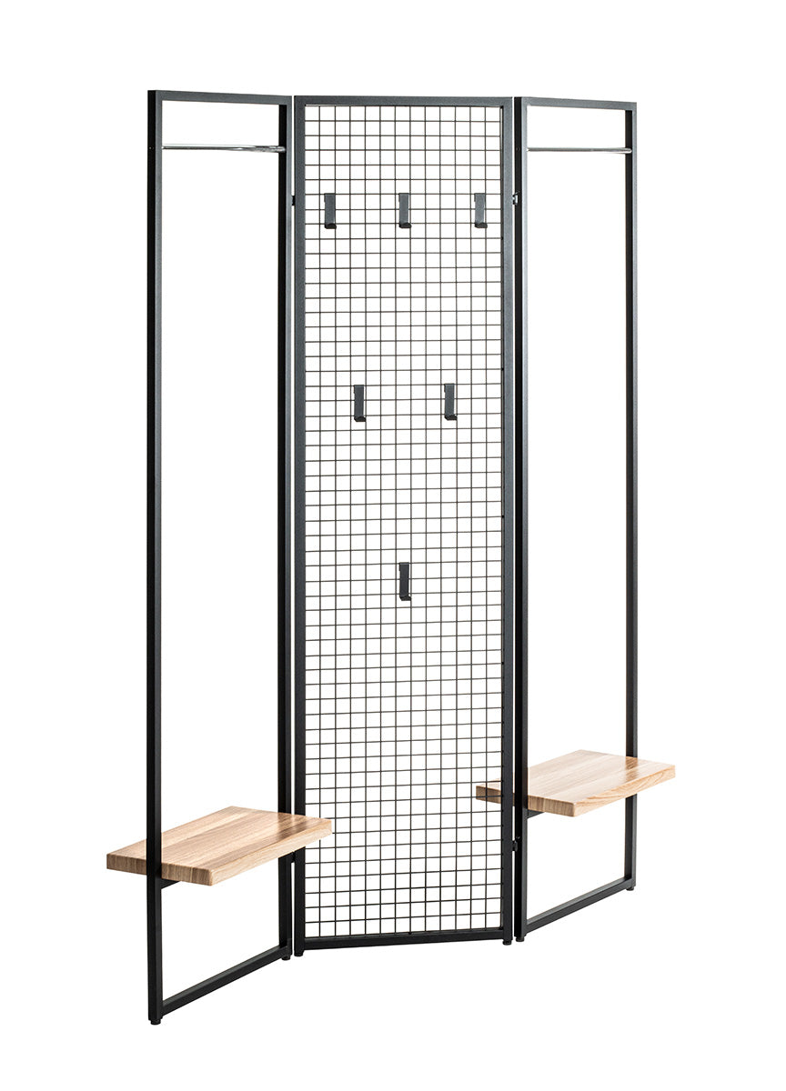 Paravent Loft Schwarz Metall Mit Haken