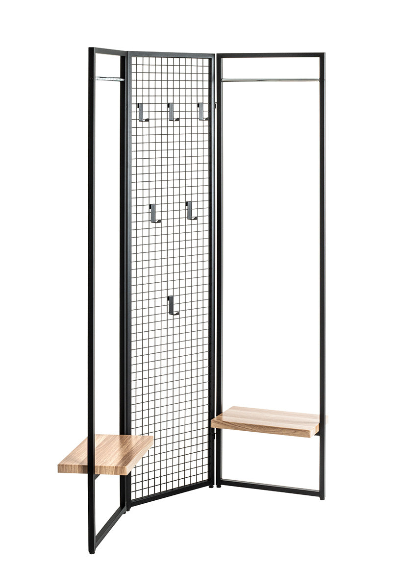 Paravent Loft Schwarz Metall Mit Haken