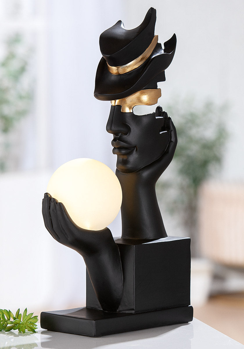 LED Tischleuchte Mystique Figur mit Leuchtkugel modern